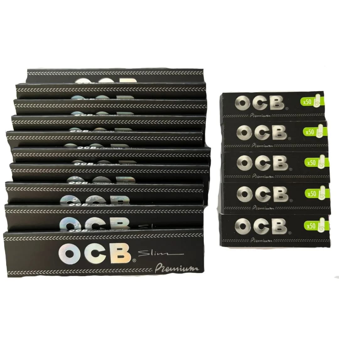 10 OCB Black Kingsize Rolling Papers & 5 OCB Tips Booklets
