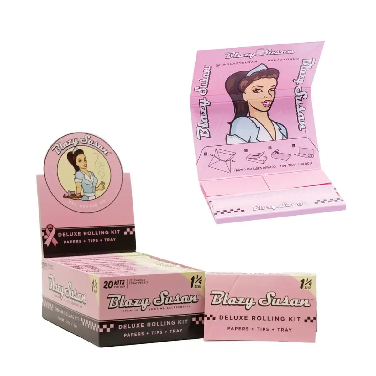 Blazy Susan Pink Deluxe Rolling Kit 1¼ - Papers Tips Tray