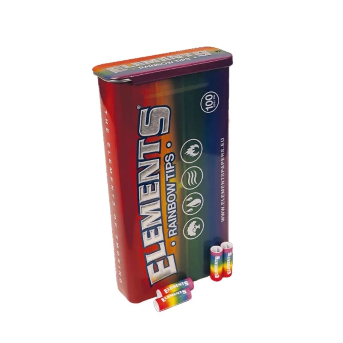 Element Rainbow Pre-Rolled Tips In Metal Storage Tin (100 Tips)