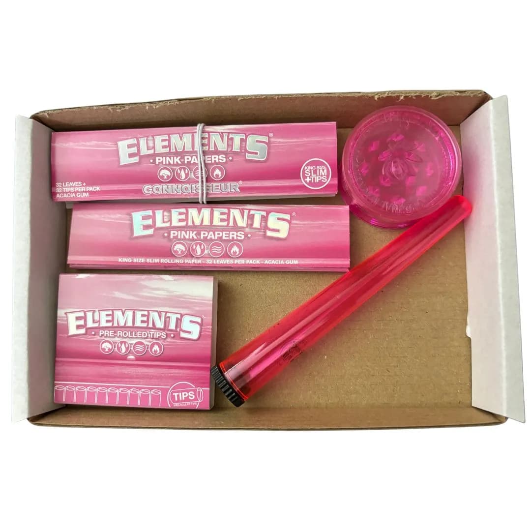 Elements Pink Rolling Kit - Kingsize Papers - Tips + More