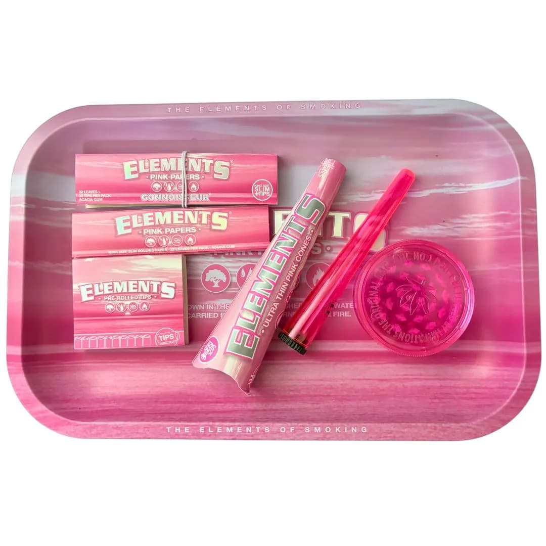 Elements Pink Rolling Tray Set - Kingsize Papers - Tips + More
