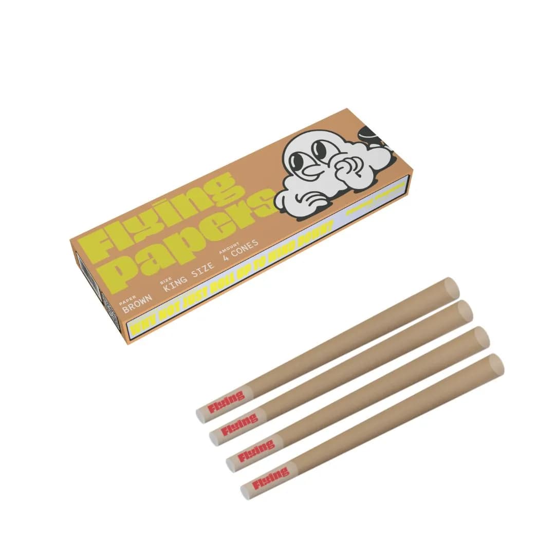 Flying Papers Pre-Rolled Brown Kingsize Cones - 4 Per Box