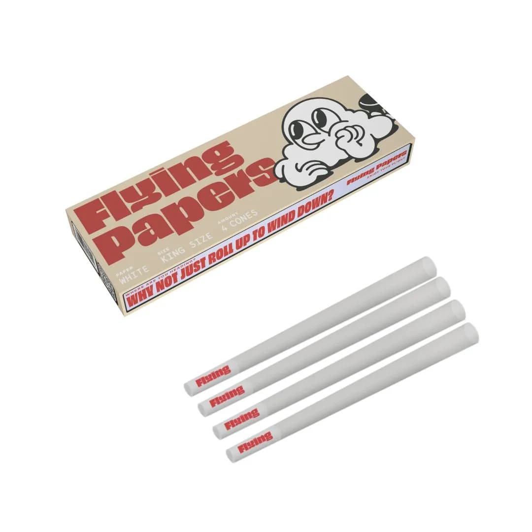 Flying Papers Pre-Rolled White Kingsize Cones - 4 Per Box