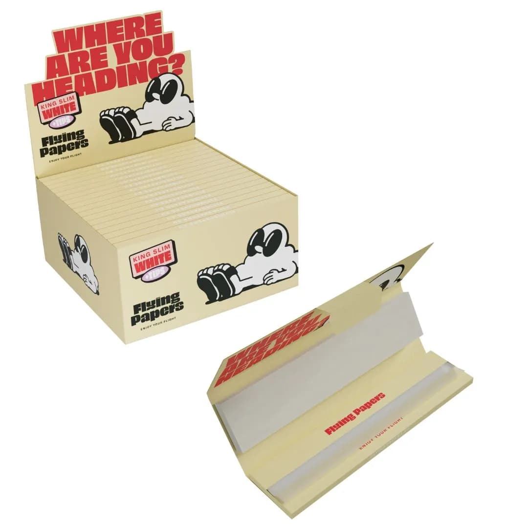 Flying Papers White Kingsize Slim Rolling Papers & Tips
