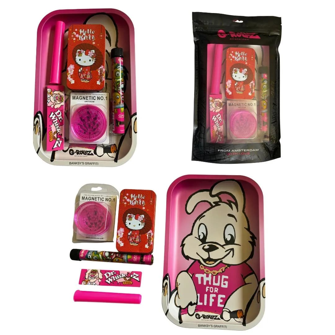 G-Rollz Large Pink Gift Set - Tray - Grinder - Papers - Tin + More