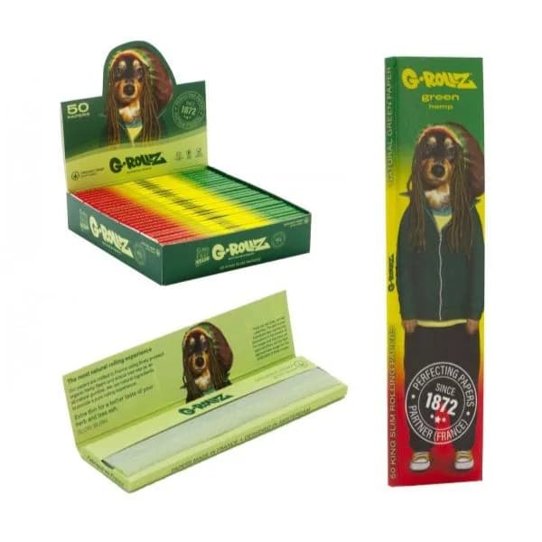 G-ROLLZ Organic Green Unbleached Kingsize Slim Papers