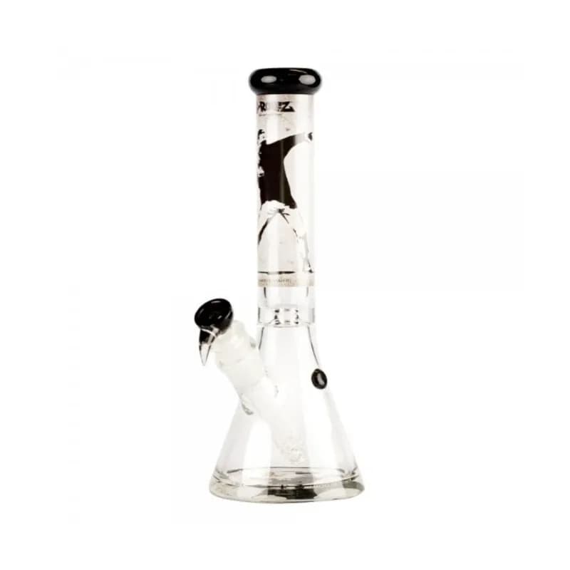 G-Rollz Banksy’s Graffiti Flower Thrower Beaker Bong White 29cm – Spiral Percolator Ice Catcher
