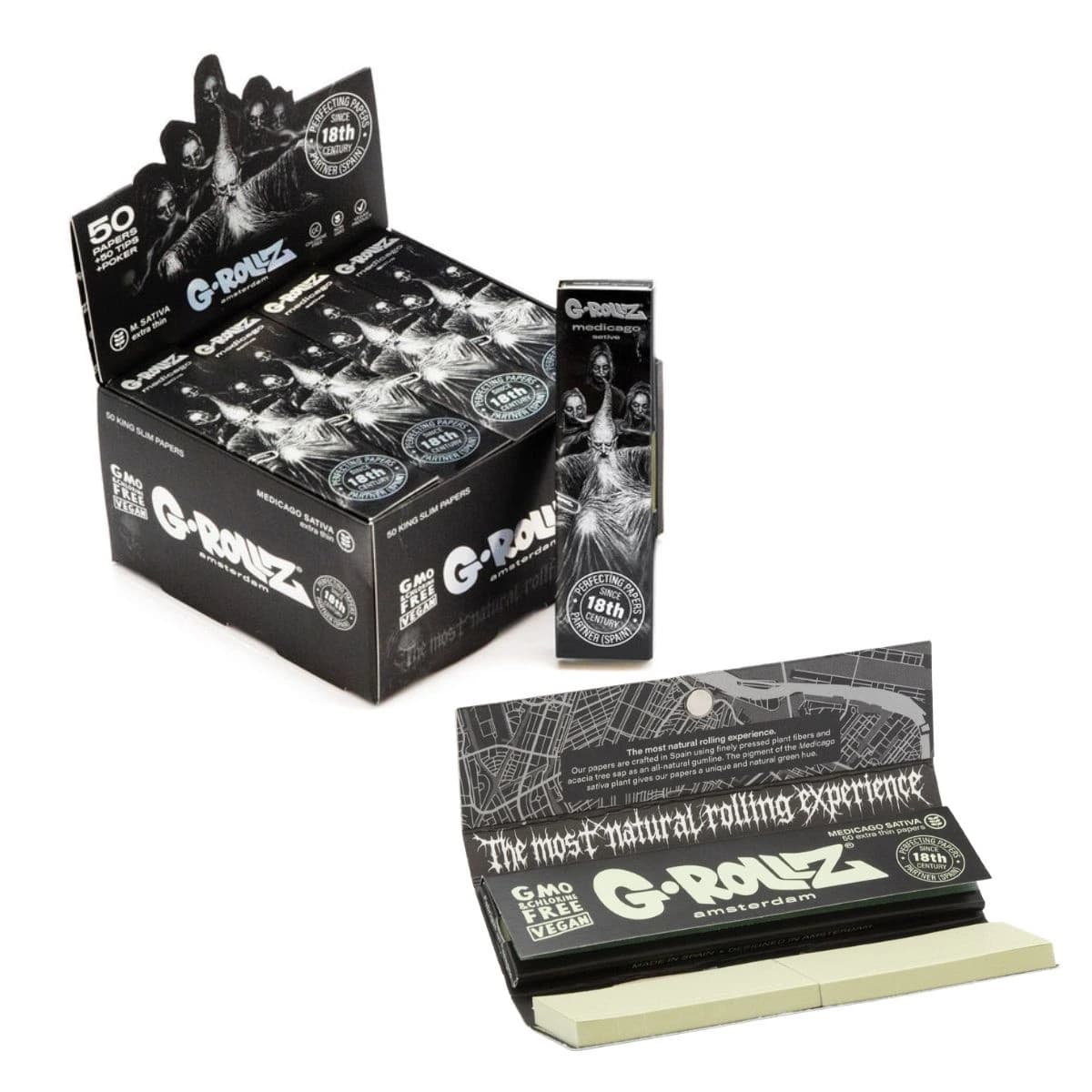 G-Rollz 'Wizard' 50 King Size Medicago Sativa Papers + Tips
