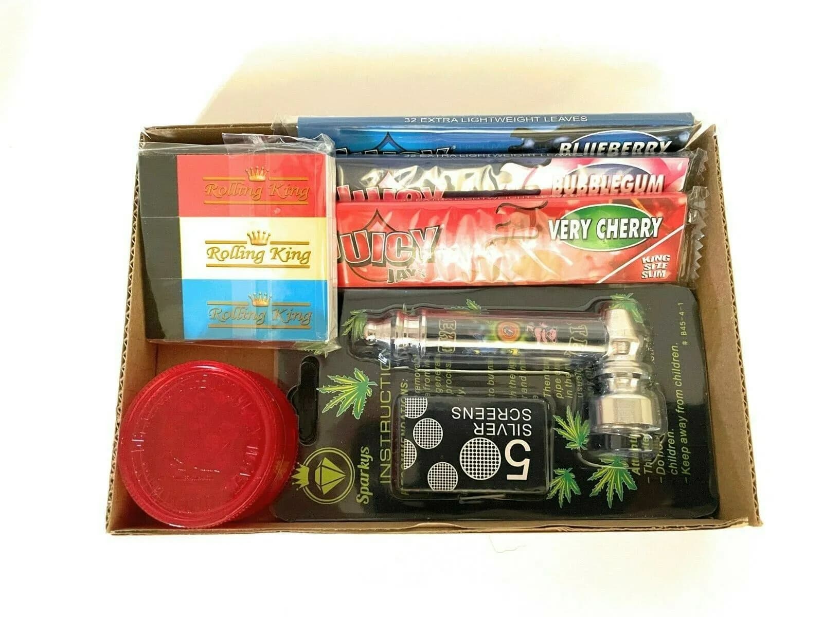 Juicy Jay Flavoured Papers Smokers Kit - Pipe - Mini Grinder - Rolling Tips Set