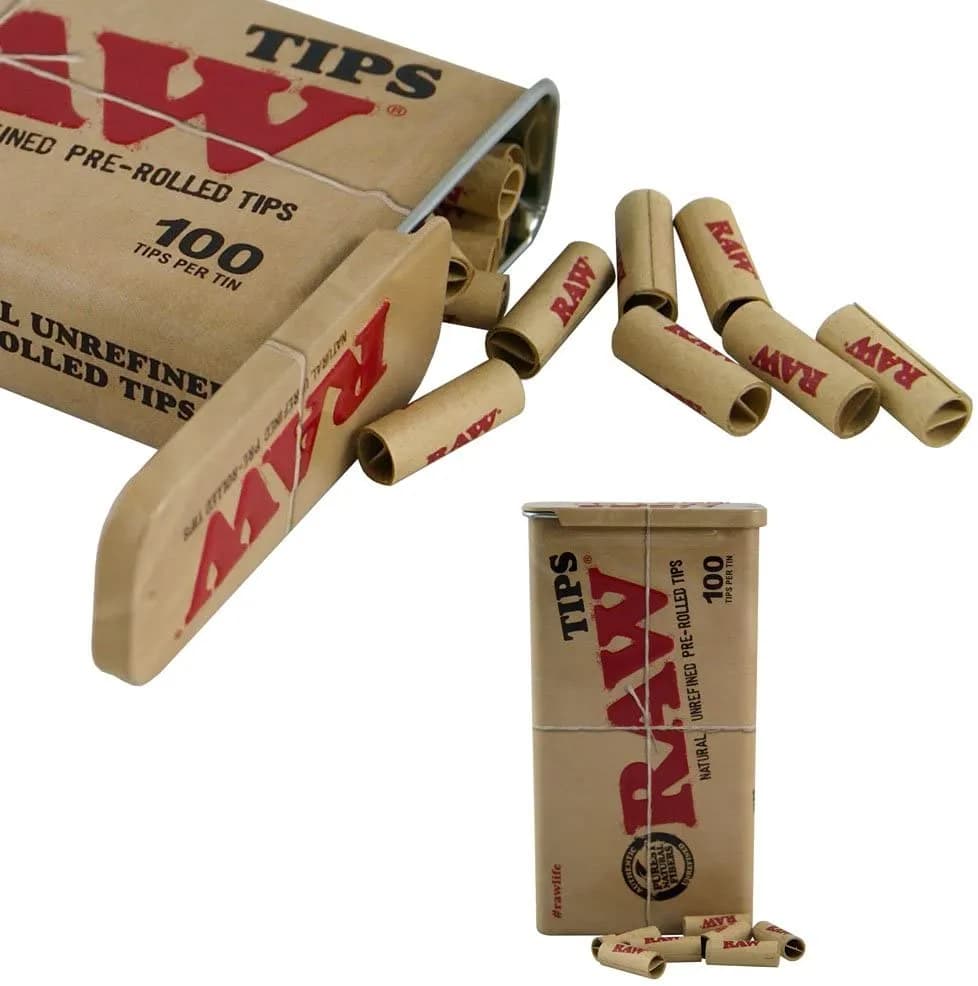 RAW 100 Pre Rolled Tips In A Storage Tin