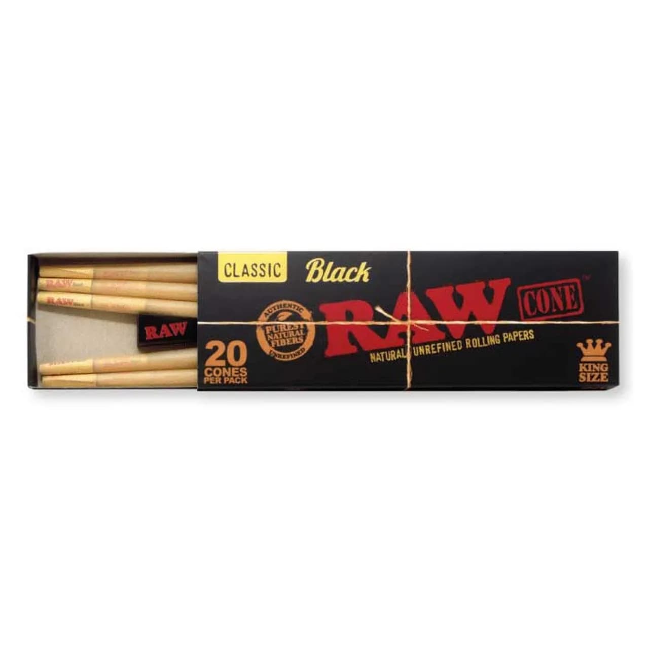 RAW Black Kingsize Pre-Rolled Cones - 20 Pack