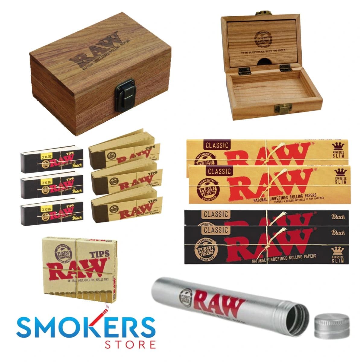 Raw Gift Set - Raw Wooden Box and a Set of Raw Essential Products