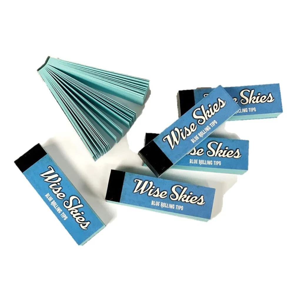 Wise Skies Blue - Premium Rolling Tips Roach Card Filter Tips Natural