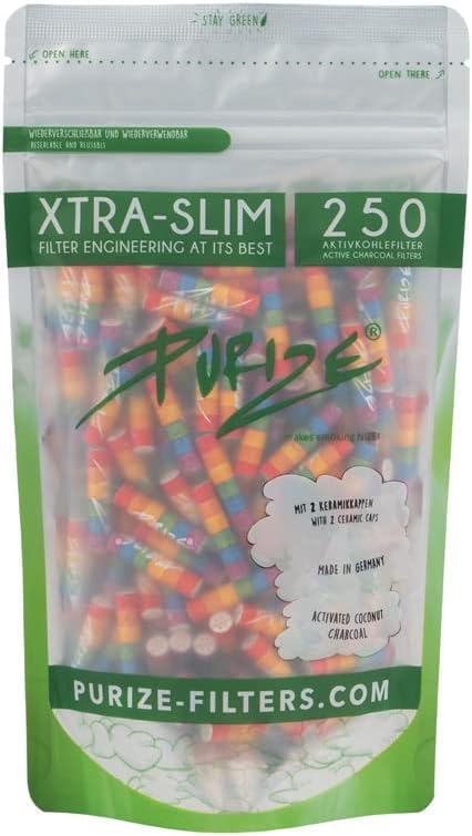 purize 250 carbon activated extra slim filter tips roach rainbow