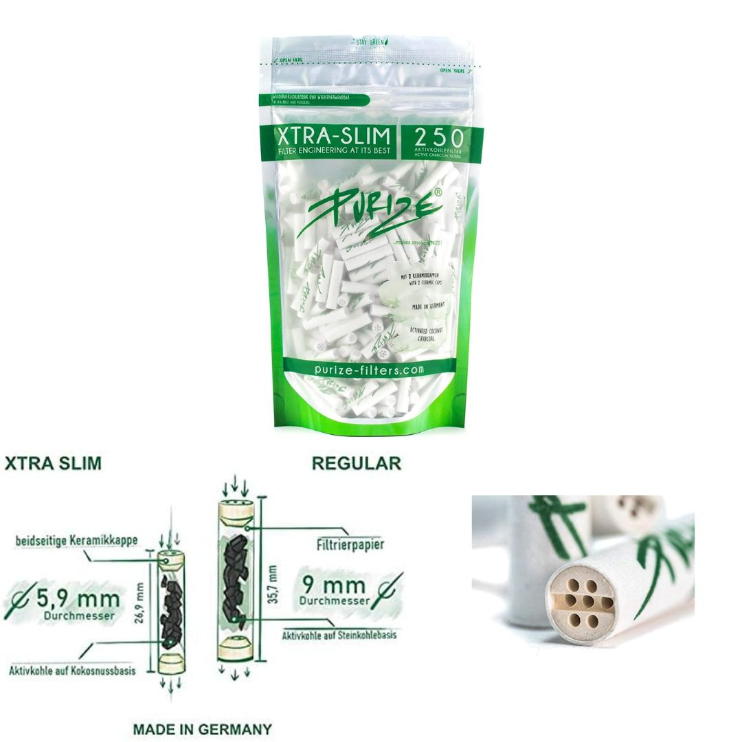 purize 250 carbon activated extra slim filter tips roach organic