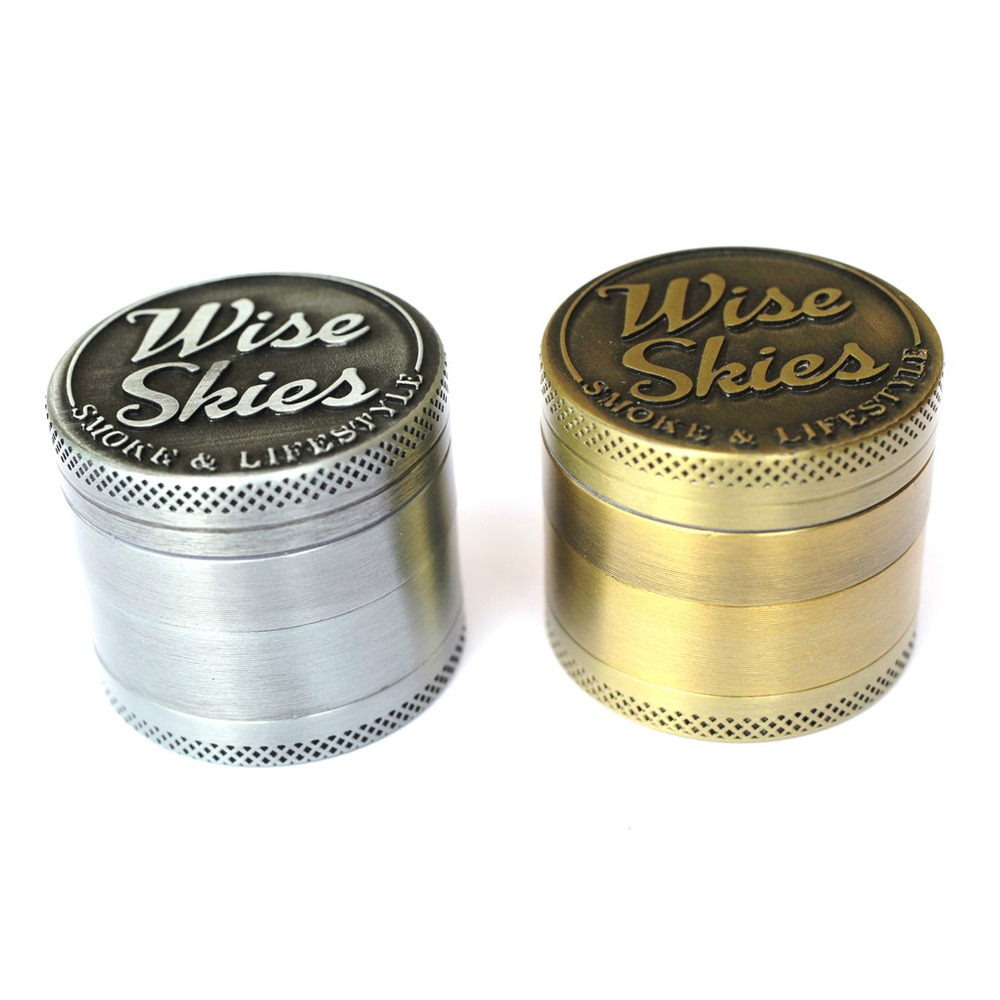 wise skies 4 part mini metal grinder gold or silver