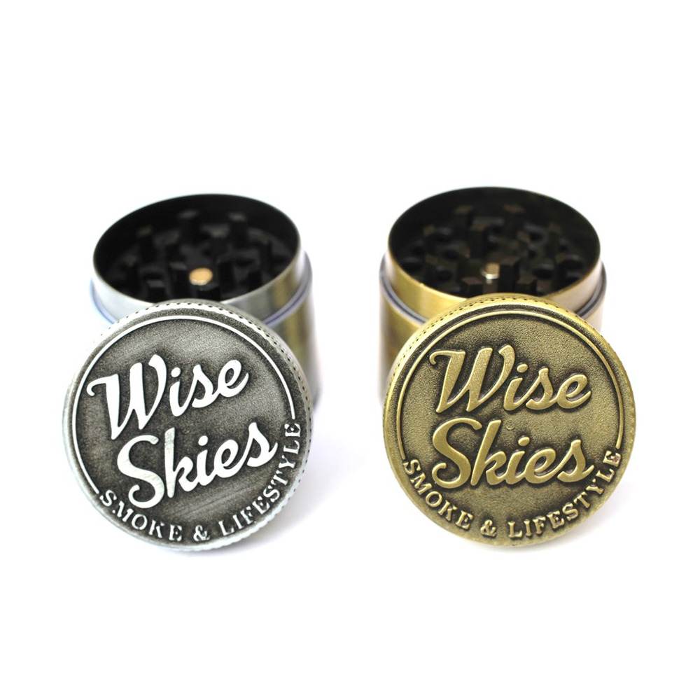 wise skies 4 part mini metal grinder gold or silver