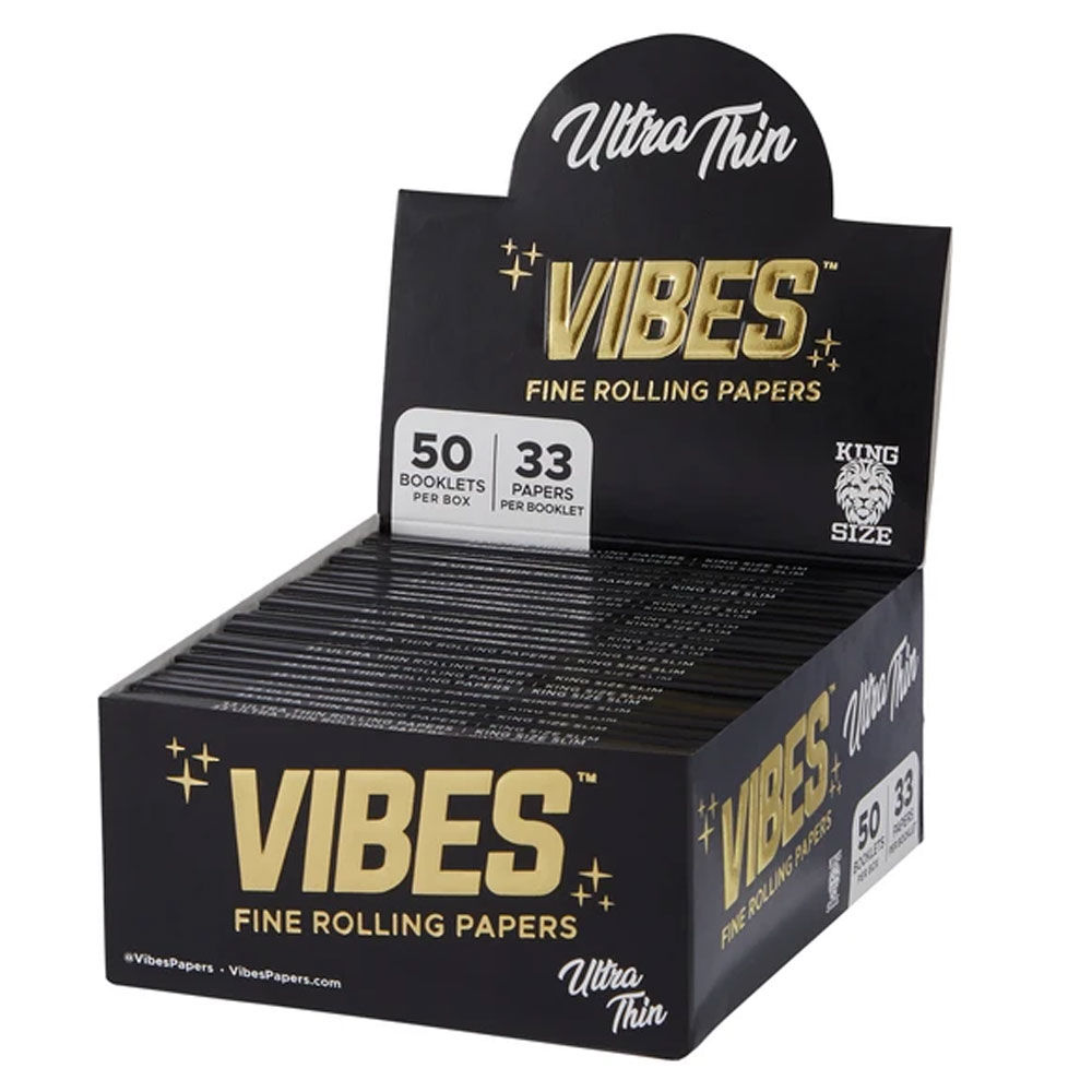 vibes rolling papers – king size slim ultra thin (black)
