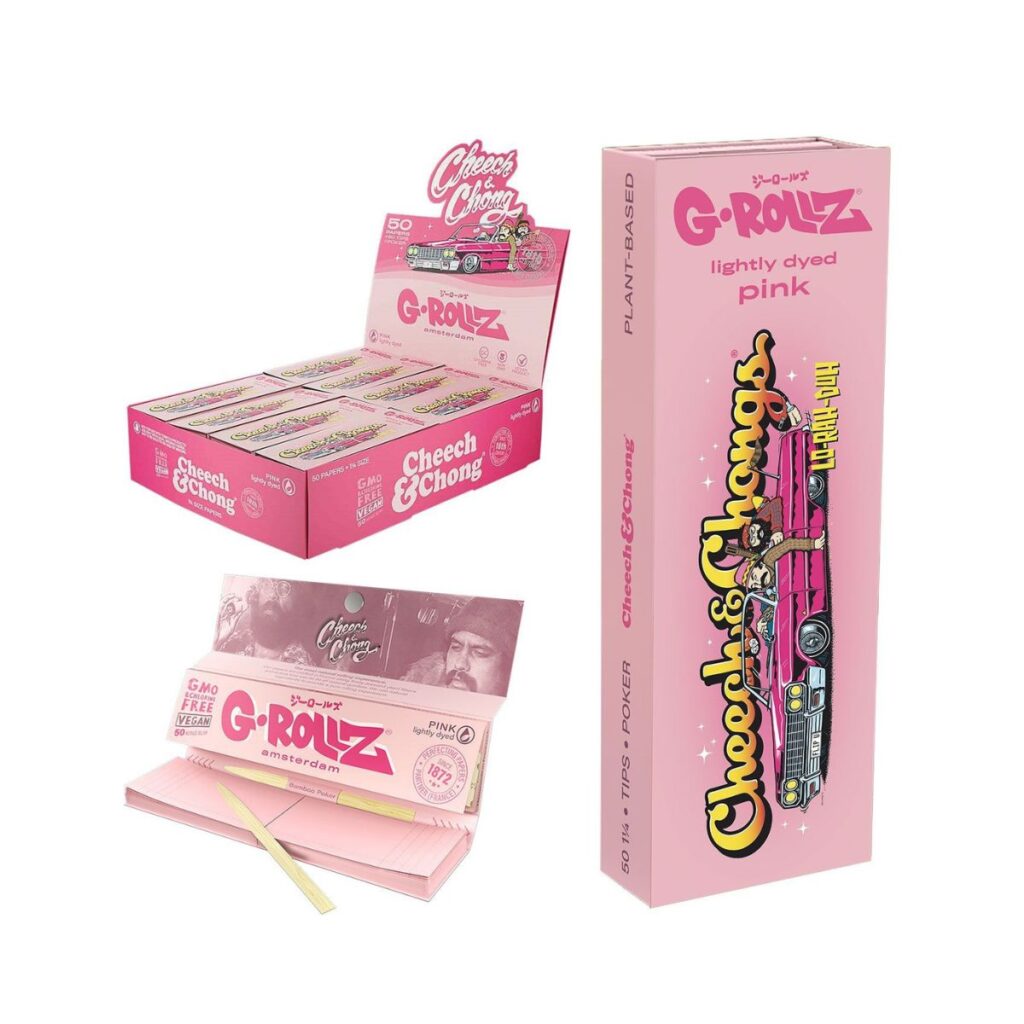G-Rollz Cheech & Chong™ “Lowrider” Pink 1 and 14 Slim Papers + Tips from Smokers Store