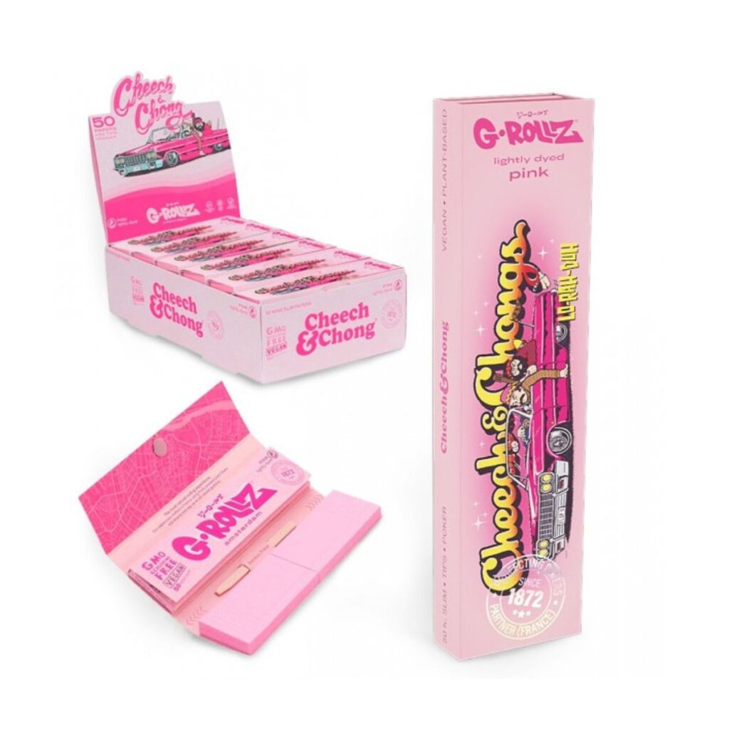 G-Rollz Cheech & Chong™ “Lowrider” Pink King Size Slim Papers + Tips from SMokers Store