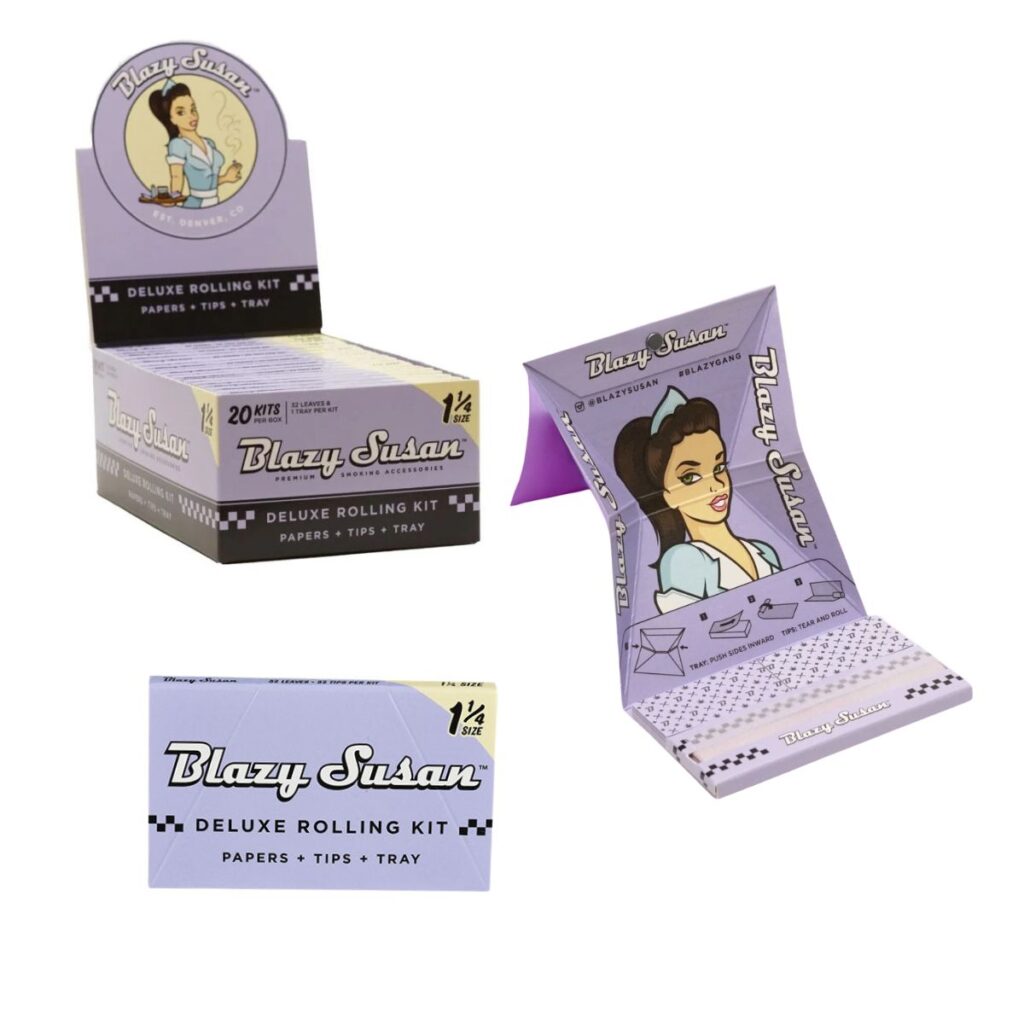 Blazy Susan Purple Deluxe 1 14 Papers Tips Tray from Smokers Store