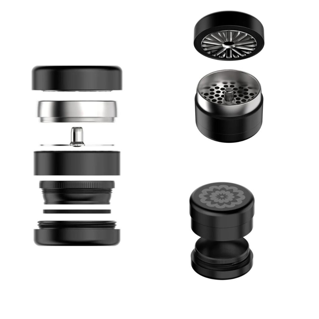 Flower-Mill-Next-Gen-Premium-2.5-Stainless-Steel-Grinder-Black-Hero-Shot