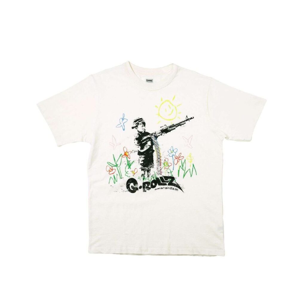 G-Rollz Banksy's Graffiti 'Child Soldier' - White T-Shirt
