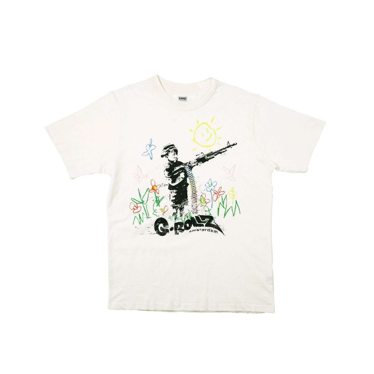 G-Rollz Banksy's Graffiti 'Child Soldier' - White T-Shirt