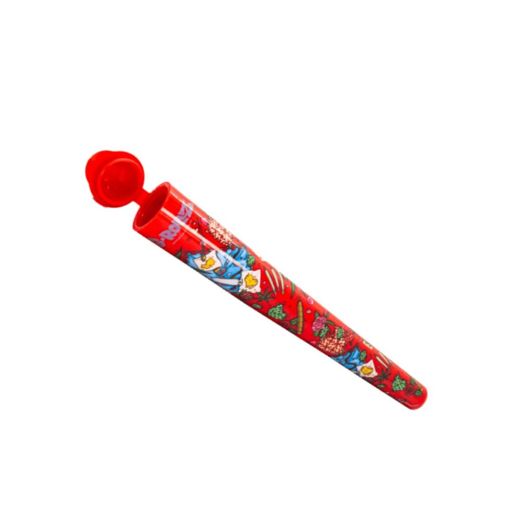 Vibrant red G-Rollz storage tube featuring Picnic design street artwork.