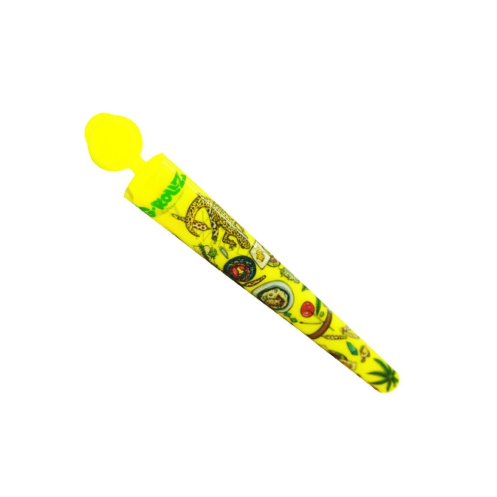 Vibrant yellow G-Rollz storage tube featuring the unique Picnic design artwork.