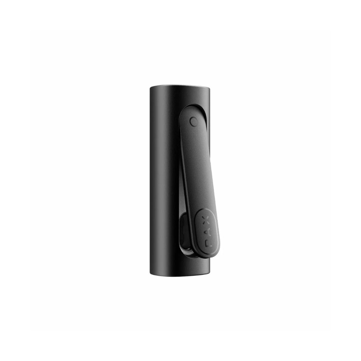 Compact black and blue PAX Flow vaporizer held in hand for scale