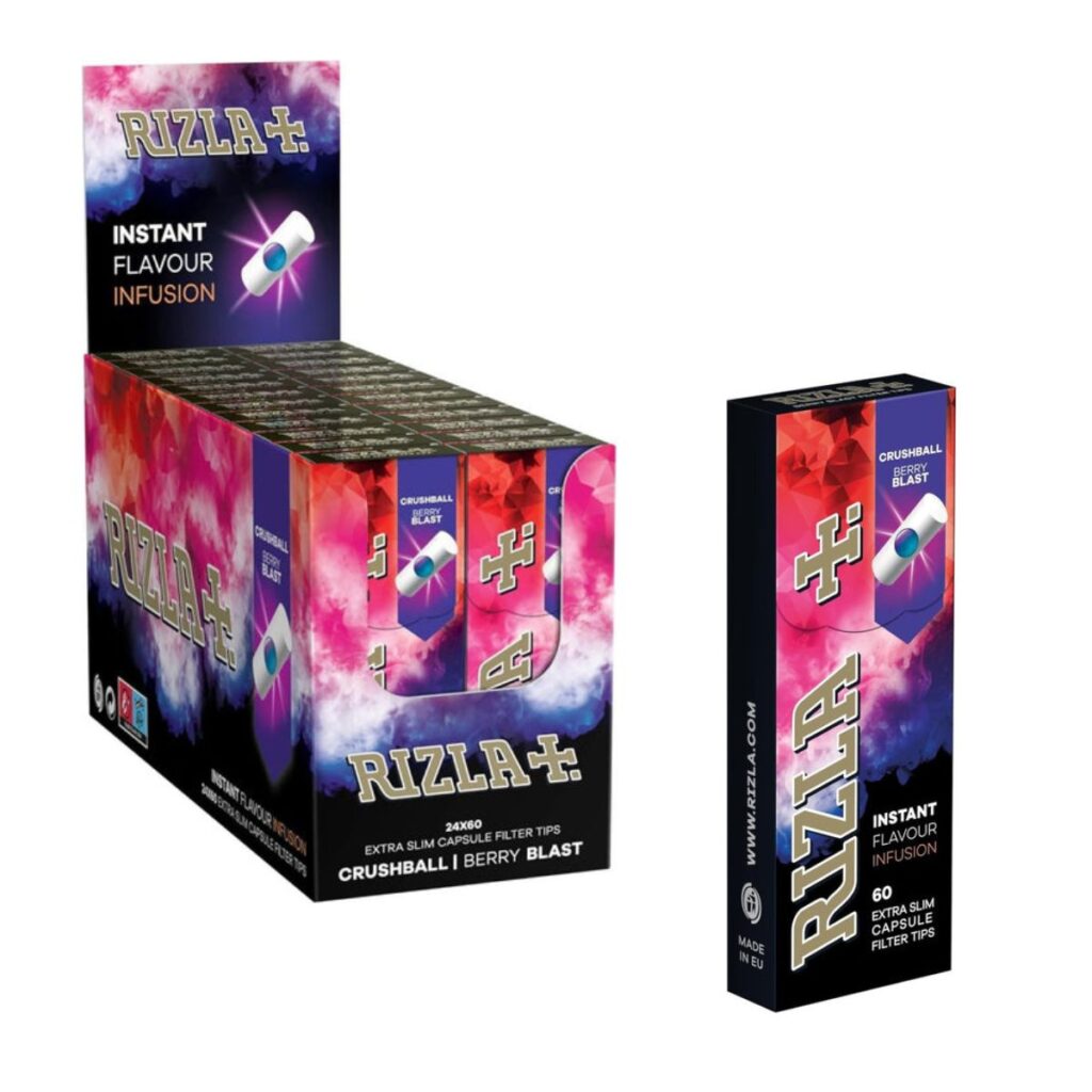 Pack of Rizla Plus Berry Blast extra slim filter tips with crushball flavour capsule